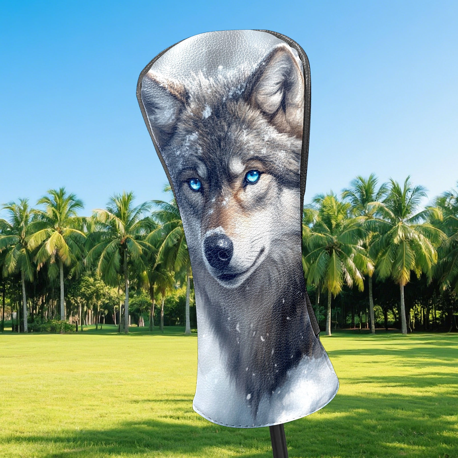 Golf Club Covers PU Leather Waterproof Head Covers for Fairway Woods Hybrids Gray Wolf Unisex Fits Most Brands
