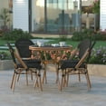 thumbnail image 3 of Emma + Oliver Indoor/Outdoor Bistro Style 31.5 in. Table with Black Textilene, Glass Top, and Four Chairs - Natural Frame, 3 of 10