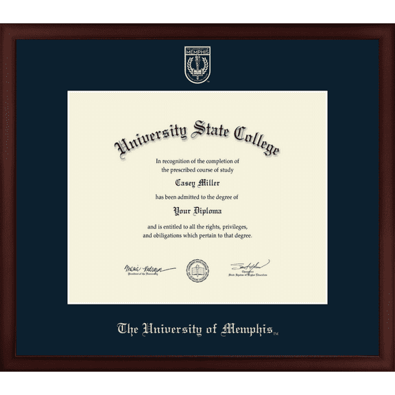 The University of Memphis Diploma Frame, Document Size 17" x 14"