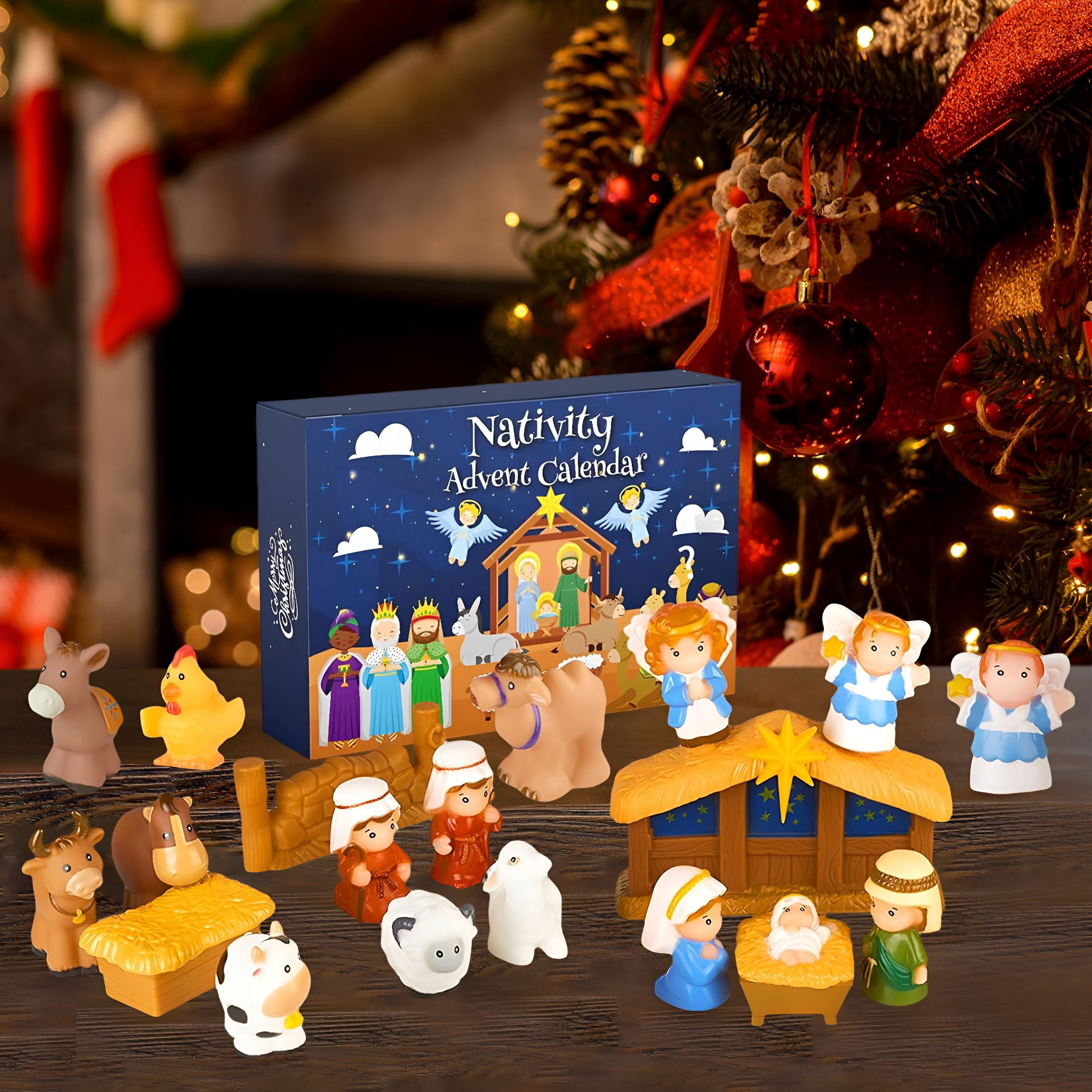 BESTSKY 2026 New Nativity Advent Calendar 2026 Kids,Christmas Story Nativity Playset Christian Advent Calendar for Toddlers,Kids,Girls,25Pcs Nativity Scene Set Toys for Children Ages 1 2 3 4 5 6+