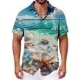 thumbnail image 3 of LEKWK Mens Summer Shirts Loose Fit Starfish Print Tropical Shirts Breathable Button Down Casual Shirts Lightweight Soft Graphic Beach Holiday, 3 of 5