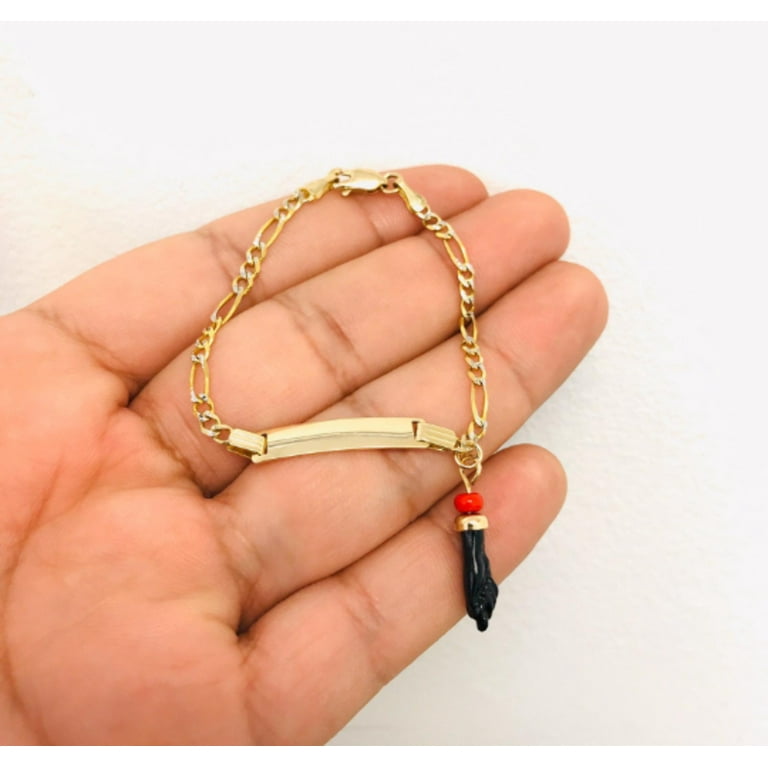 Gold Yellow / White Baby Bracelet ID Kids Children Azabache Gold Yellow / White Baby Bracelet ID Kids Children Azabache
