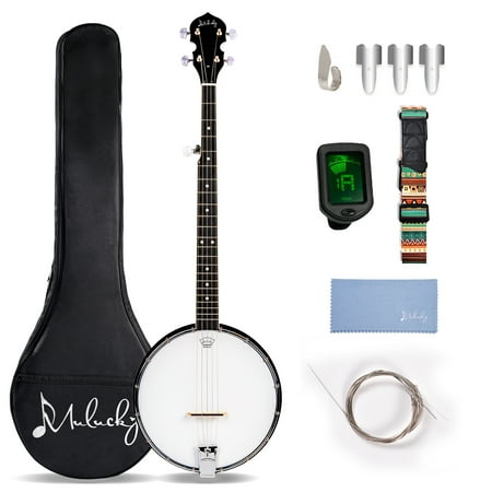 Mulucky 5 String Banjo - Open Back, Geared 5th Tuner, Gift Package with Beginner Kit