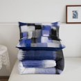thumbnail image 5 of Homewish Vintage Navy Checkered Full Size Comforter Sets,Abstract Artwork Bedding Comforter Set,Navy Blue Reversible,3 Pieces,1 Comforter and 2 Pillowcases, 5 of 7