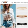 thumbnail image 3 of SUOSDEY Women Leather Belts for Jeans Gold Buckle Ladies Leather Belt 2 Pack, 3 of 8