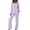 Purple, variant on Womens Pajama Sets Fall Winter Solid Long Sleeve Button Down Shirt Long Pants Loose Loungewear Black L
