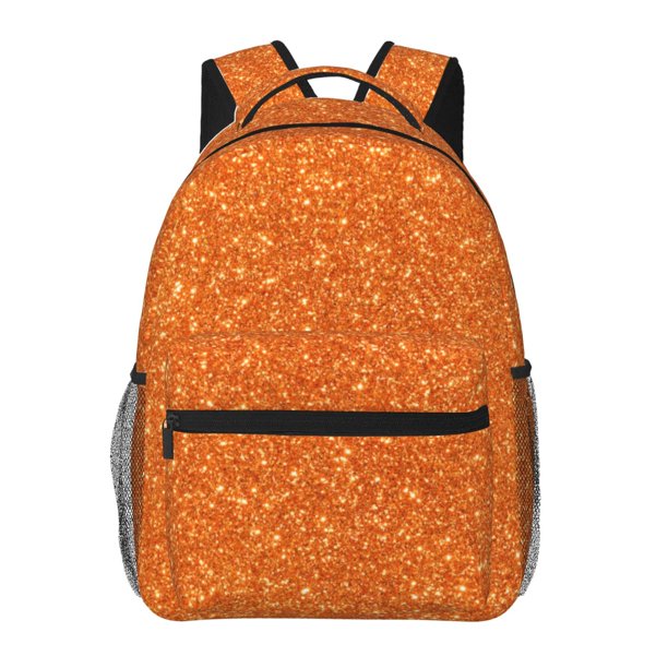 Easygdp Orange Glitter Mochila Ergonómica Versátil para Laptop - Múltiples Bolsillos, Correas Ajustables, Unisex para Escuela, Viajes y Actividades al Aire Libre-One Size