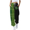 thumbnail image 2 of Gibobby pantalones de vestir mujer Pantalones de chándal de mujer sueltos con bolsillos Pantalones casuales con estampado de cuadros irregulares verdes (Negro, L), 2 of 4