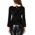 thumbnail image 3 of Allegra K Women's Stars Print Elegant Peter Pan Collar Velvet Blouse, 3 of 5