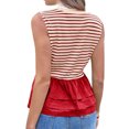 thumbnail image 3 of Summer Stripe Print Women Sleeveless Patchwork Slim Tank Tops Ruffle Vest, 3 of 6