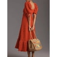 thumbnail image 3 of Gupgi Women's Puff Sleeve Midi Dress Solid Color Bubble Textured Smocked Sweetheart Neck Ruffled Flowy Dress, 3 of 6