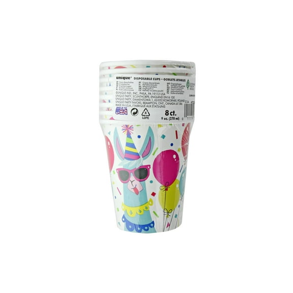 Llama Birthday 9oz Paper Cups (8ct)