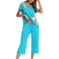 thumbnail image 3 of HAHDAXIA Womens Pajama Set Cotton Capri Pant Pyjama Short Sleeve Sleepwear Summer Pjs, 3 of 7