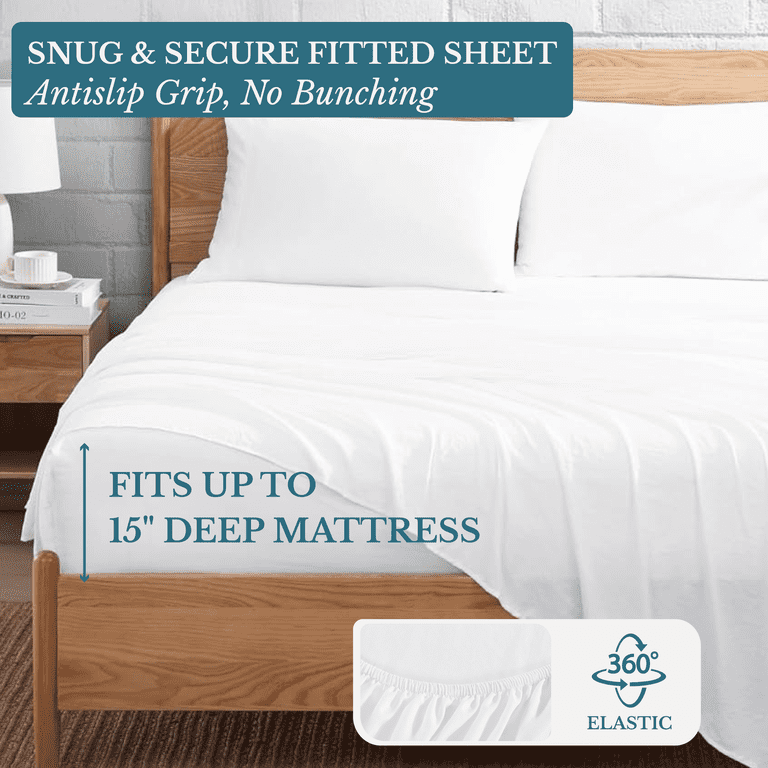 Casa Platino Queen Microfiber Sheet Set, 4-Piece White photo 4