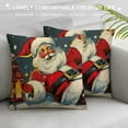 thumbnail image 3 of PHYHOO Christmas Decorative Throw Pillow Covers, Xmas Snowman Outdoor Home Decor, Red White Stripes Golden Snowflakes Winter Holiday Sofa Cushion Case White, 3 of 5