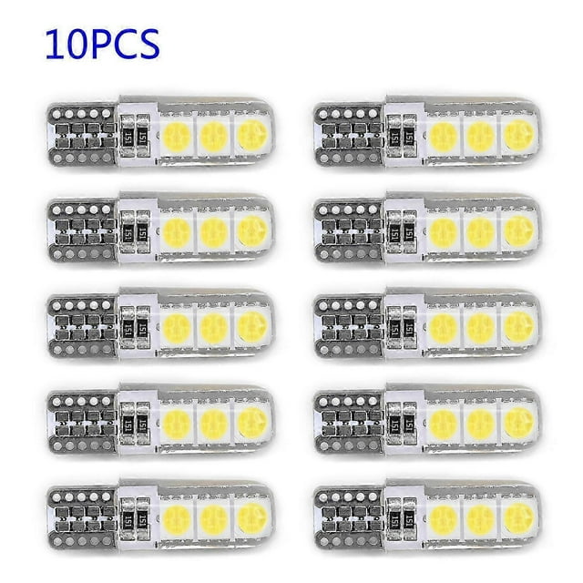 10pcs 12v White Silicone Housing T10 194 W5W T10-5050-6SMD Canbus Automotive LED Signal Lights W5W T10 194 168 W5W COB 4SMD LEDs