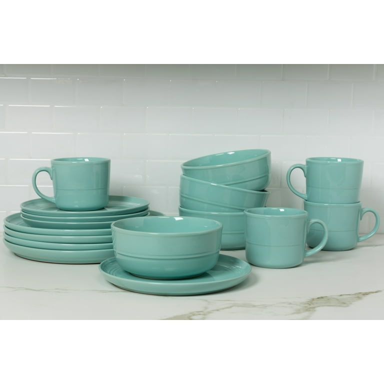 10 Strawberry Street Double Line 16 Piece Stoneware Dinnerware Set