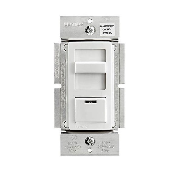 Leviton IP710-DLZ IllumaTech 1200VA Preset Fluorescent Slide Dimmer, Single Pole and 3-Way, White/Ivory/Light Almond