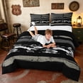 thumbnail image 3 of Manfei RetroCamo American Flag Queen Comforter Set,Fourth of July Comforter Sets Queen, Black Gray White, Black Reversible 3pcs, 1 Comforter and 2 Pillowcases, 3 of 6