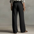 thumbnail image 5 of Levmjia Women Wide Leg Cotton Linen Pants High Waisted Elastic Waist Summer Casual Pure Color Loose Fit Breathable Lightweight Comfortable Pants For Women With Side Pockets, 5 of 6