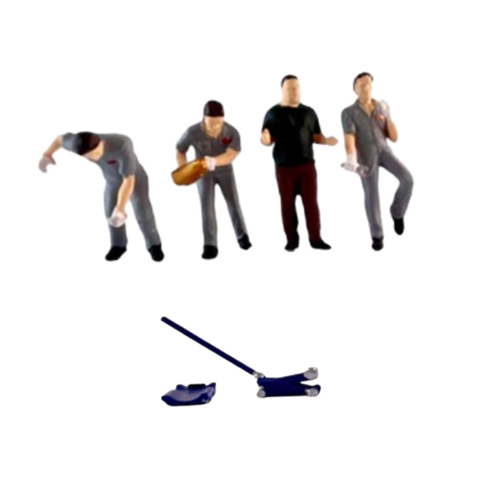 Rushawy 4 Pieces 1/64 Diorama Figures Painted for Dollhouse Accessories Railway Sets gray