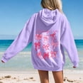 thumbnail image 5 of Multiple Bow Scripture Print Hoodie Women's Oversized Drawstring Pullover Sweatshirt for Fall Winter Casual Outfits, 5 of 9