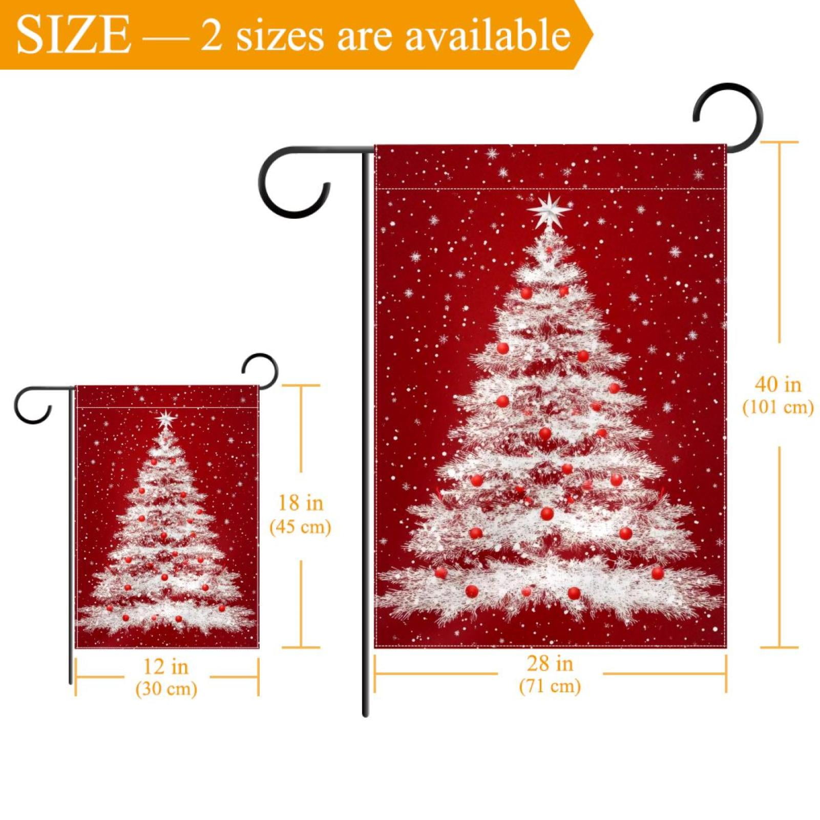 Welcome Christmas Tree Red Snowflakes Garden Flag, Vertical Double Sided Small House Flag, Yard Farmhouse Outdoor Deck Veranda Lawn Decor 28x40 Inch