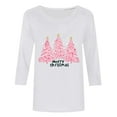 thumbnail image 5 of FDGIU Women's Christmas Shirts 2025 - 3/4 Sleeve Graphic Tee with Xmas Tree & Snowflake Prints, Loose Fit Tunic Top for Holiday, 5 of 5