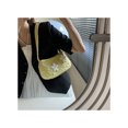thumbnail image 2 of Women Shoulder Bag Zipper Closure Flower Decoration Fashionable Canvas Lady Handbag for Summer Yellow One Size, 2 of 8