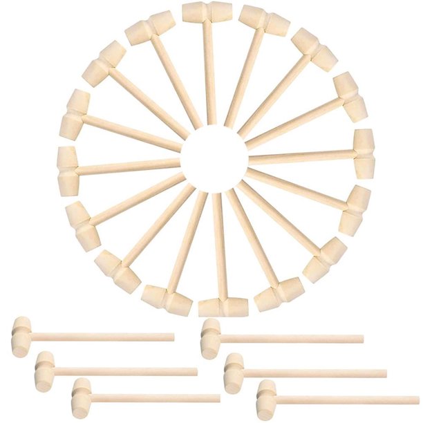 22 Pieces Mini Wooden Hammers Mallet Pounding Toy Educational Toy