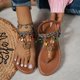 thumbnail image 3 of Negro Correa de Tobillo Sandalias de Moda Casual Redondo-Pie Abierto-Pie Estilo Romano con Perlas de la Playa Bohemia Sandalias Planas con Correas de Tobillo, 3 of 7
