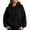 08#Black, variant on Solid Hoodie for Women Drawstring Long Sleeve Drop Shoulder Hooded Sweatshirt Casual Streetwear Pullover Top for Fall Winter Wear Khaki 2XL