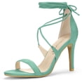 thumbnail image 1 of Sandalias con cordones de tacón Alto de Estilete Allegra K Mujer Verde Turquesa 37.5, 1 of 5