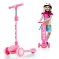 thumbnail image 1 of Costway Trottinette pour Enfants à 3 Roues Trottinette Pliable pour Tout-Petits avec Roues LED Lumineuses Rose, 1 of 10
