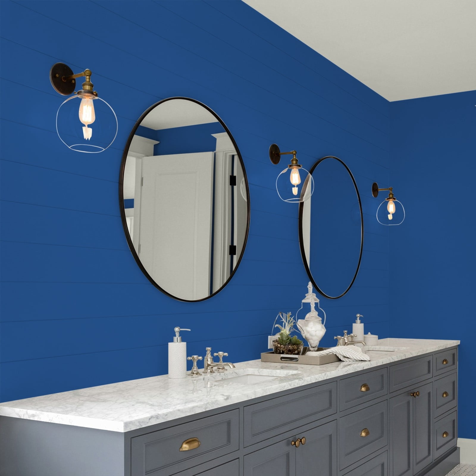 Glidden Glidden Kitchen Bath and Laundry Brilliant Blue / Blue, Eggshell Interior Paint with Primer, 1 Gallon