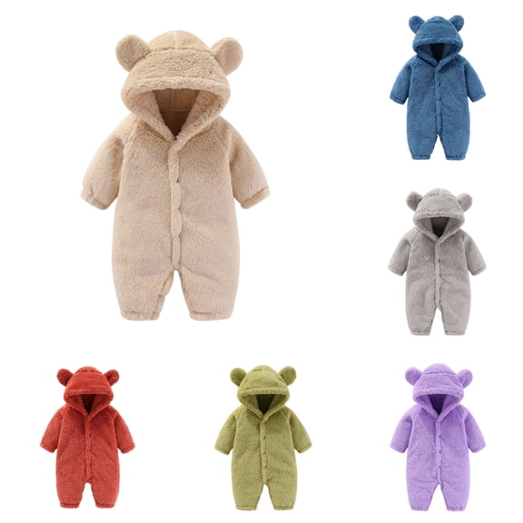 LYHaoo Rompers Cute Outfits Newborn Infant Baby Boys Girls Snowsuit Winter Coat Solid Bear Warm Fleece Hooded Romper Jumpsuit Outfits,Sizes 0-3 Months