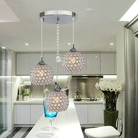 Dingguâ 3 Lights Modern Crystal Ball Pendant Light Fixture Flush Dingguâ 3 Lights Modern Crystal Ball Pendant Light Fixture Flush Mounted Ceiling Chandelier