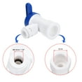 thumbnail image 3 of Elbow Ball Valve Quick Connect Fitting 1/4" Tube Outer Dia. G1/4 Female Thread for Water Purifiers Blue and White 2Pcs, 3 of 4