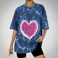 thumbnail image 1 of Lydiaunistar Hauts d'Été pour Femmes T-Shirt Décontracté à Imprimé Dégradé, Col Rond Épaule Tombante Manches Courtes, Mélange de Polyester Extensible pour Usage Quotidien et Fêtes, 1 of 4