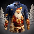 thumbnail image 2 of Men's Shirts Santa Digital 3D Printed Button Lapel Long Sleeve Apparel for Christmas Celebrations, 2 of 4