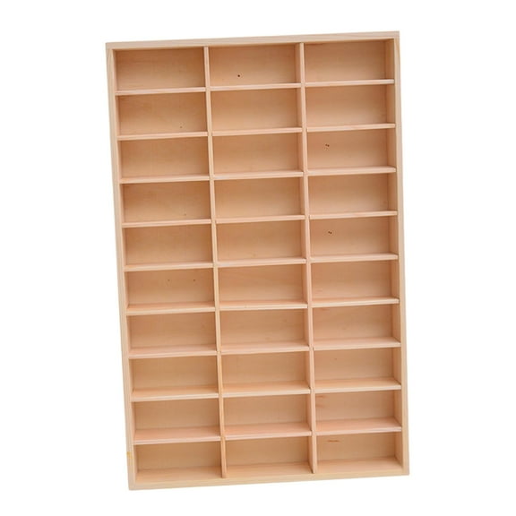 Wooden Display Rack Shelves Multiuse Organizer Showcase Holder Storage Cabinet for Doll Action Figures Collectibles Diecast Car Personal 30 Grid