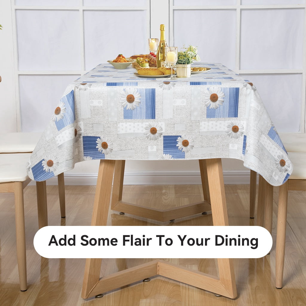 Ray Star Party Tablecloths 60x84 Spring Tablecloth Plastic Vinyl Tablecloth Picnic Outdoor and Camping Waterproof Oilcloth Table Cover