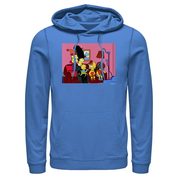 Men's The Simpsons Horror Family Couch  Pull Over Hoodie Royal Blue Medium