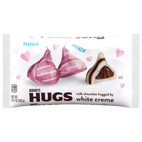 HERSHEY'S HUGS Milk Chocolate and White Creme, Valentine's Candy Bag, 10.1 oz