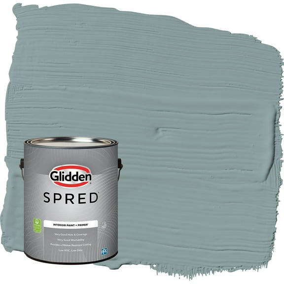 Glidden Spred Aqua Smoke / Blue Flat Interior Paint with Primer, 1 Gallon
