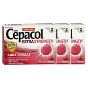 Cepacol Extra Strength Sore Throat Lozenges Sugar Free Cherry - 16 lozenges (Pack of 3)