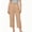 0_ Khaki, variant on PWPSG Womens Capri Pants, High Waist Button Front Design, Linen Blend Material with Rolled Cuff for Weekend Casual Outfit Red S