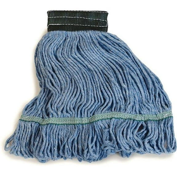Carlisle 177466174 369448B14 Blue Looped Synthetic & Cotton Mop Head with Green Band, Medium