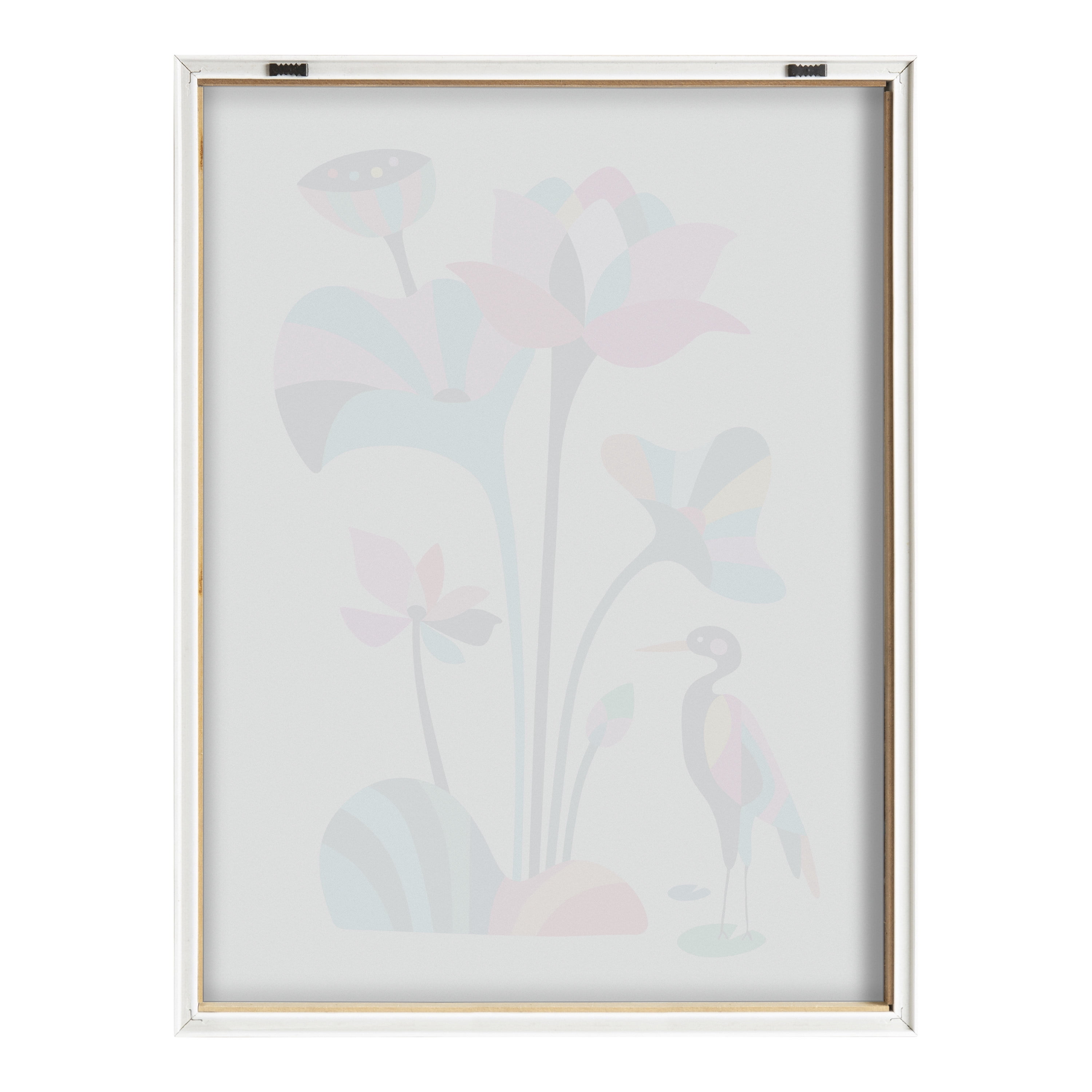Kate and Laurel Blake Mid Century Modern Lotus Framed Printed Glass Wall Art by Rachel Lee of My Dream Wall, 18x24 Natural, Colorful Nature Art for Wall