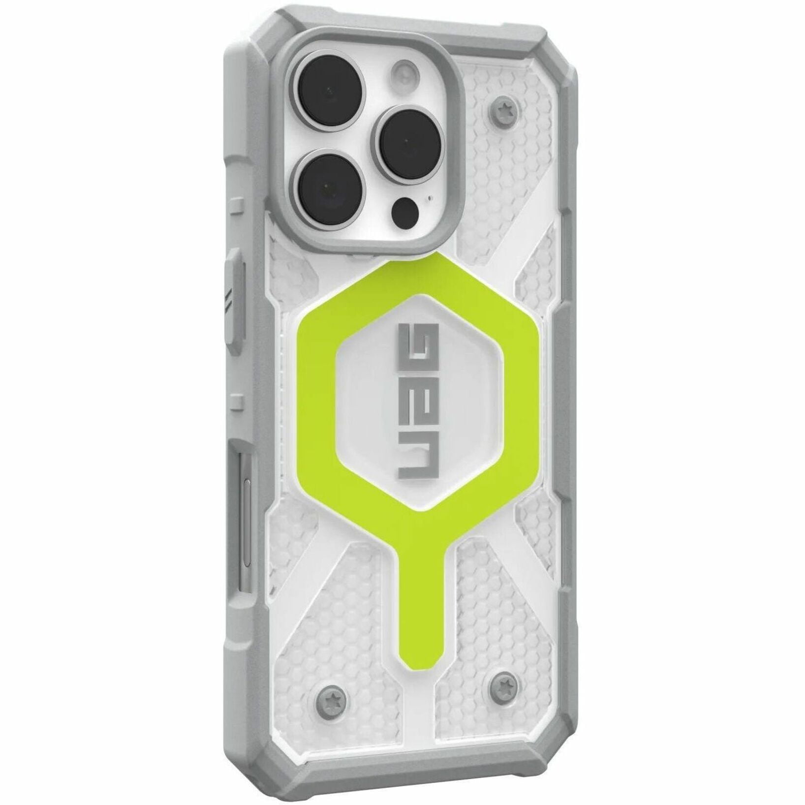 UAG iPhone 16 Pro Case 6.3" Pathfinder Clear - Compatible with MagSafe Charging Rugged Shockproof Anti-Slip Military Grade Protective Cover, Active Neon